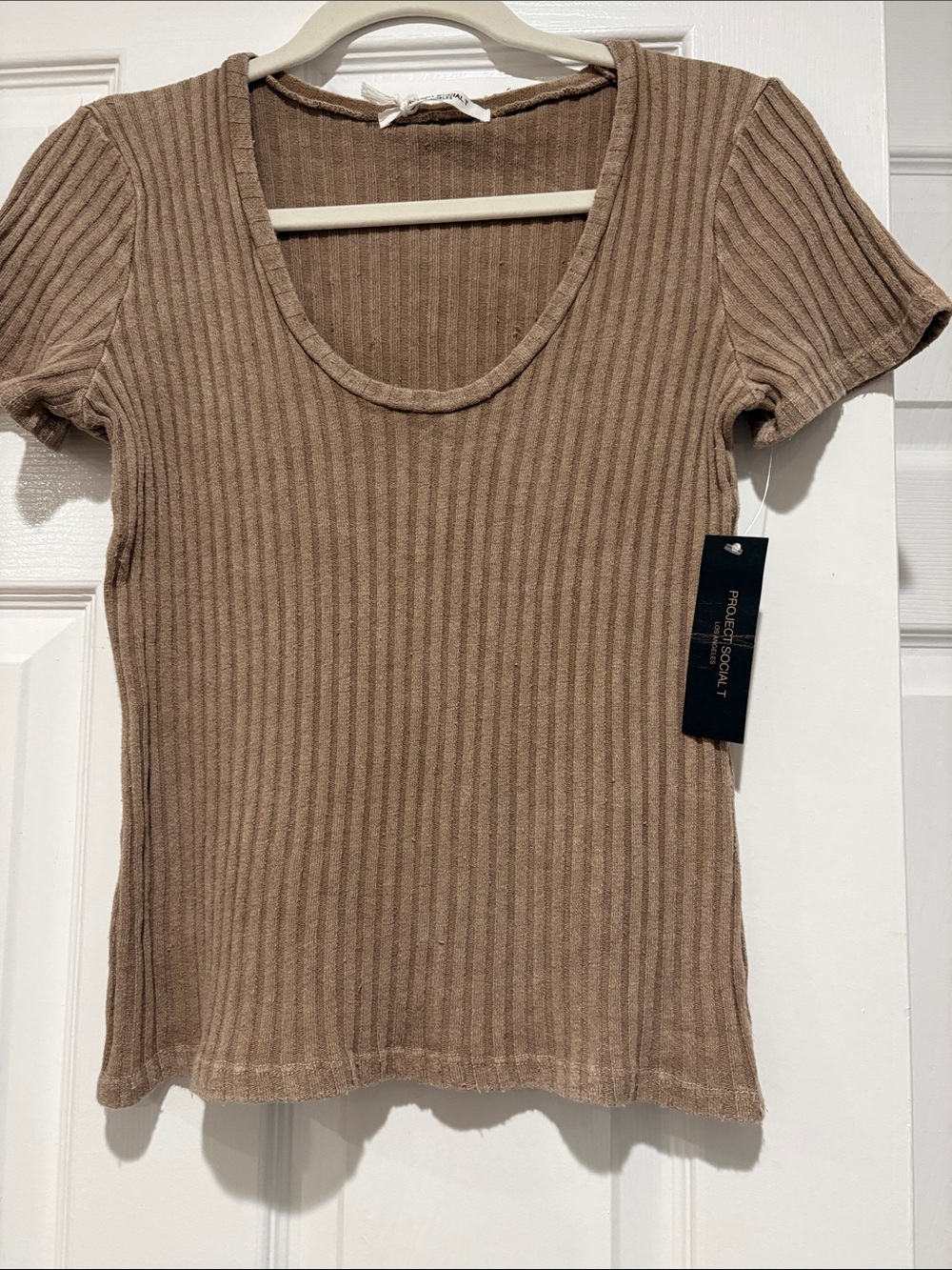 PROJECT SOCIAL T ribbed short sleeve top